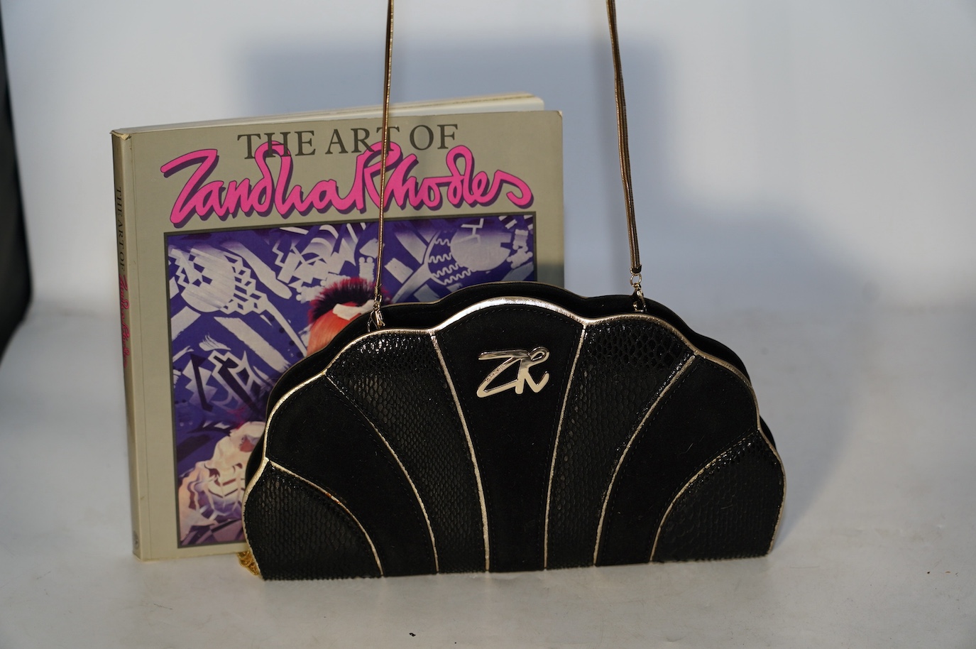 A Zandra Rhodes handbag and The Art of Zandra Rhodes signed book